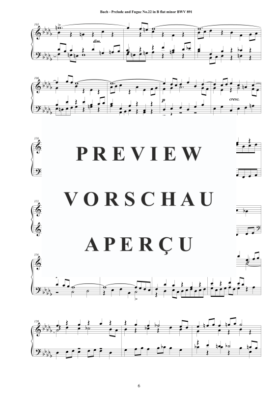 Product gallery: Page 7 of 11 Prelude and Fugue No. 22 in B flat minor BWV 891, , Solo Piano