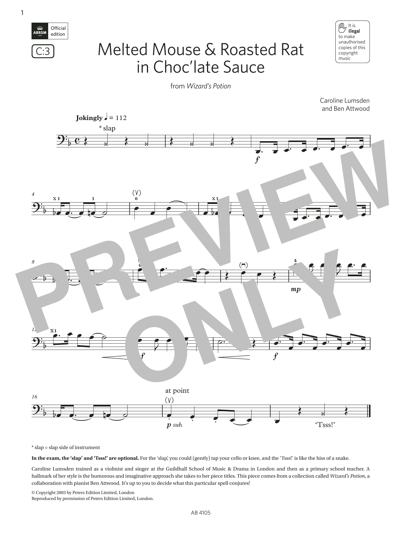 Produktgalerie: Seite 1 von 1 Melted Mouse & Roasted Rat in Choc'late Sauce (Grade 2, C3, from the ABRSM Cello Syllabus from 2024), Ben Attwood, Violoncello