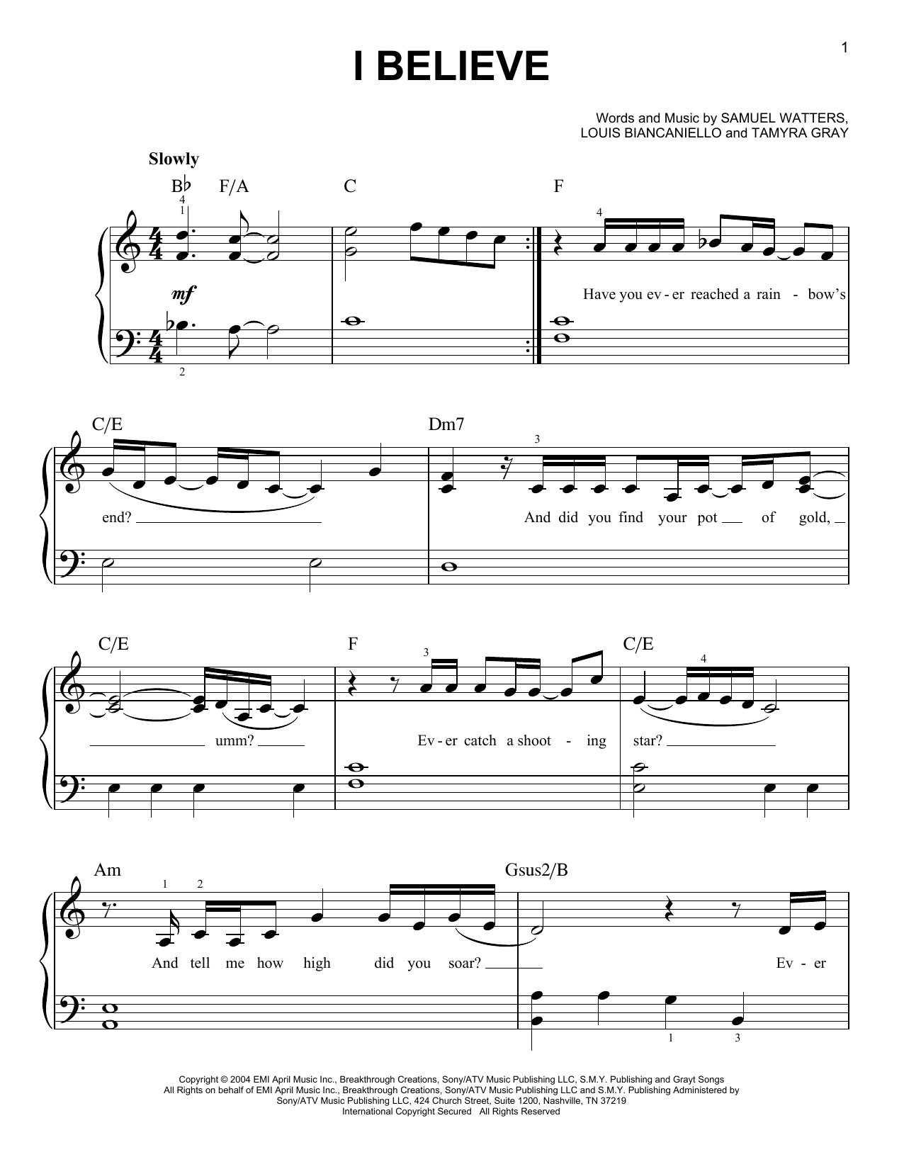 Produktgalerie: Seite 1 von 1 I Believe, Fantasia, Klavier