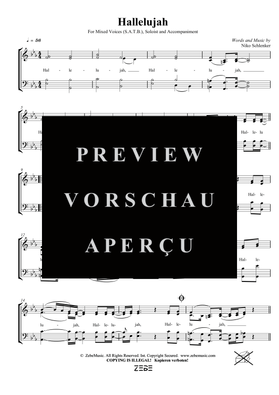 gallery: Hallelujah, , Gemischter Chor SATB/Solo opt. und Klavier