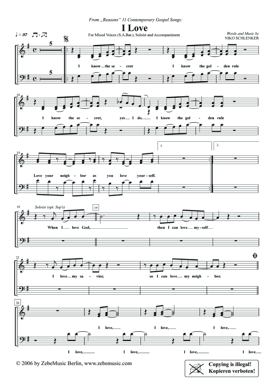 gallery: I Love, , Gemischter Chor SAB und Klavier