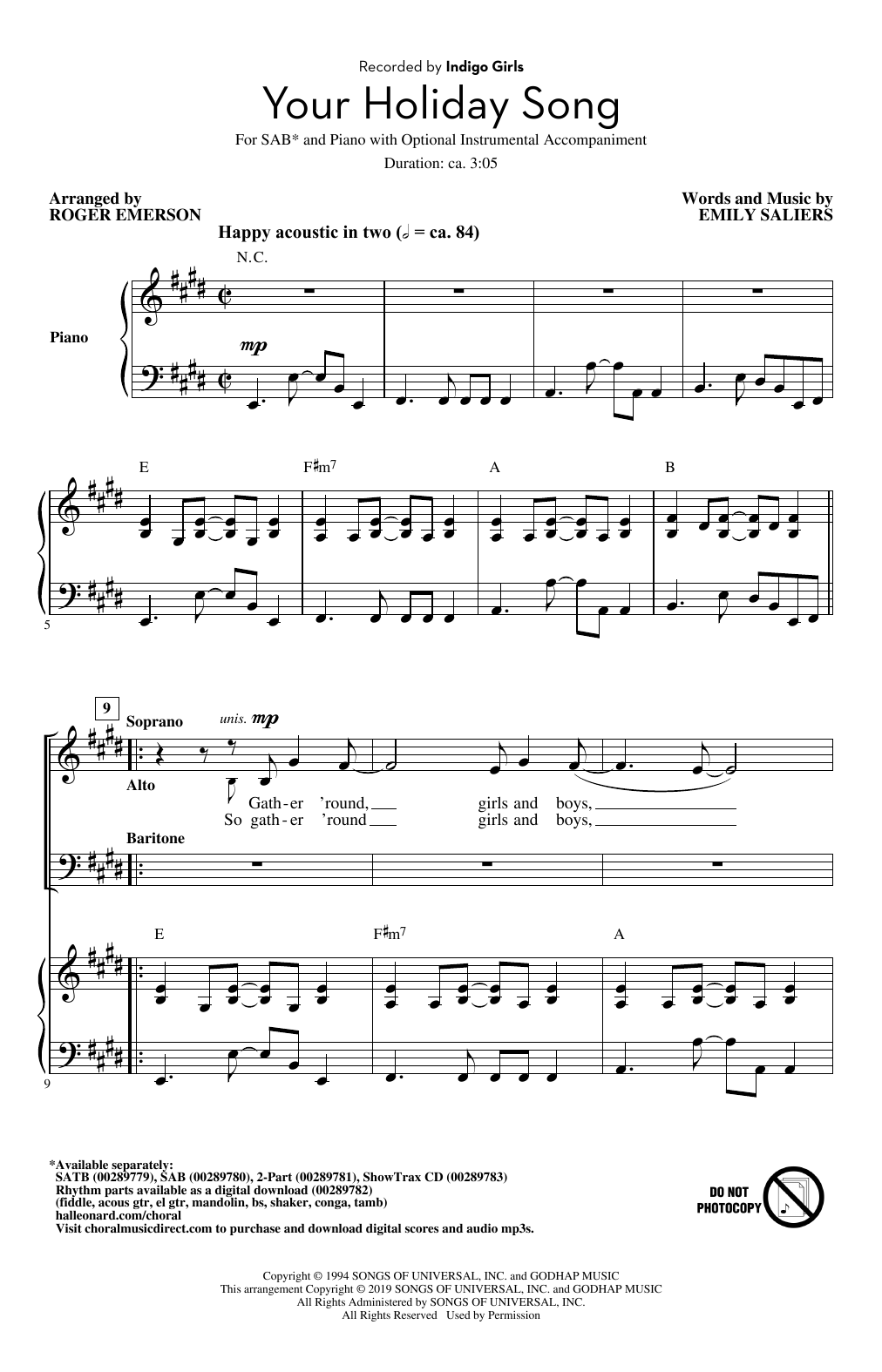 Product picture to: Your Holiday Song (arr. Roger Emerson)