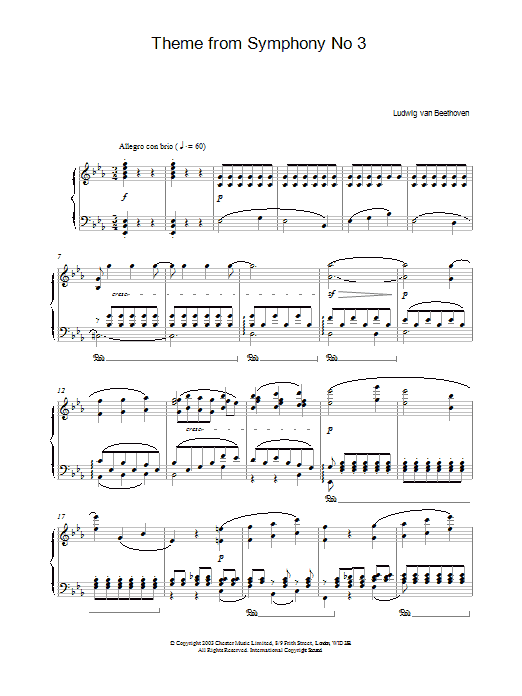 Product gallery: Page 1 of 1 Theme From Symphony No. 3, Ludwig Van Beethoven