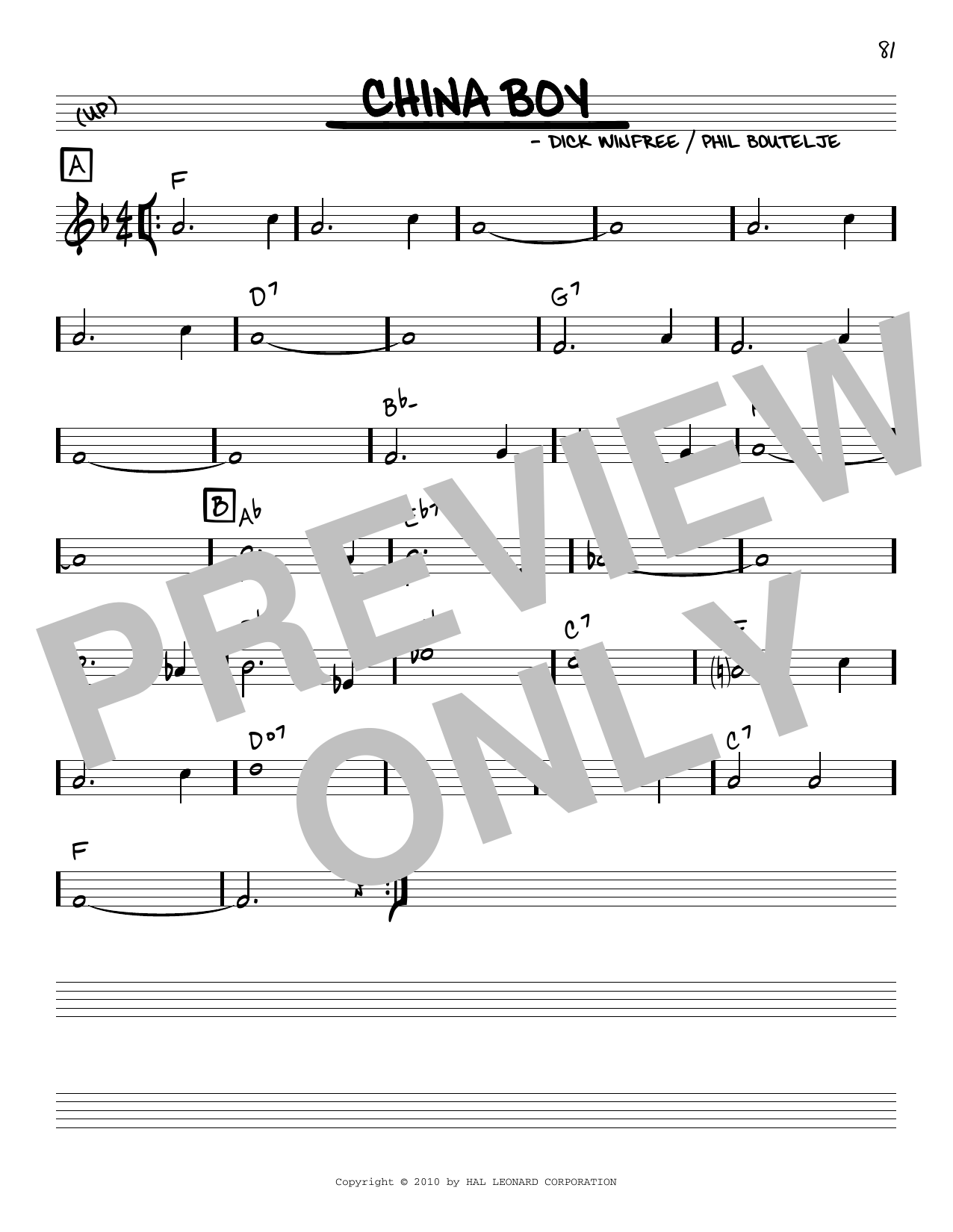 Produktbild zu: China Boy (arr. Robert Rawlins)