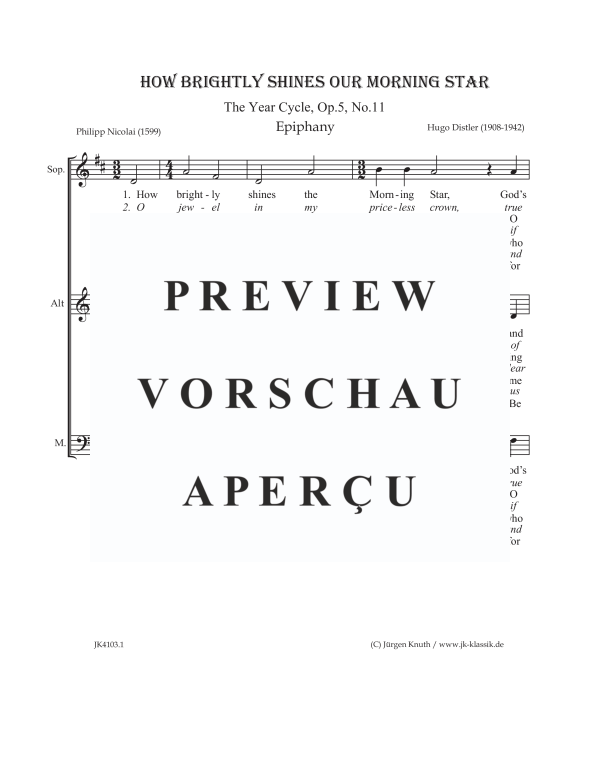 Produktbild zu:  How Brightly Shines Our Morning Star (The Year Cycle, Op. 5 No. 11) -