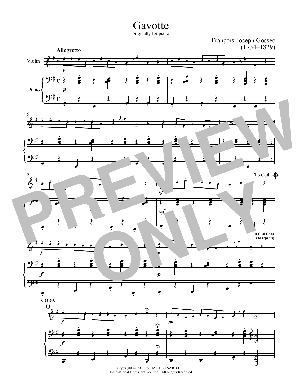 Product gallery: Page 1 of 1 Gavotte, François-Joseph Gossec