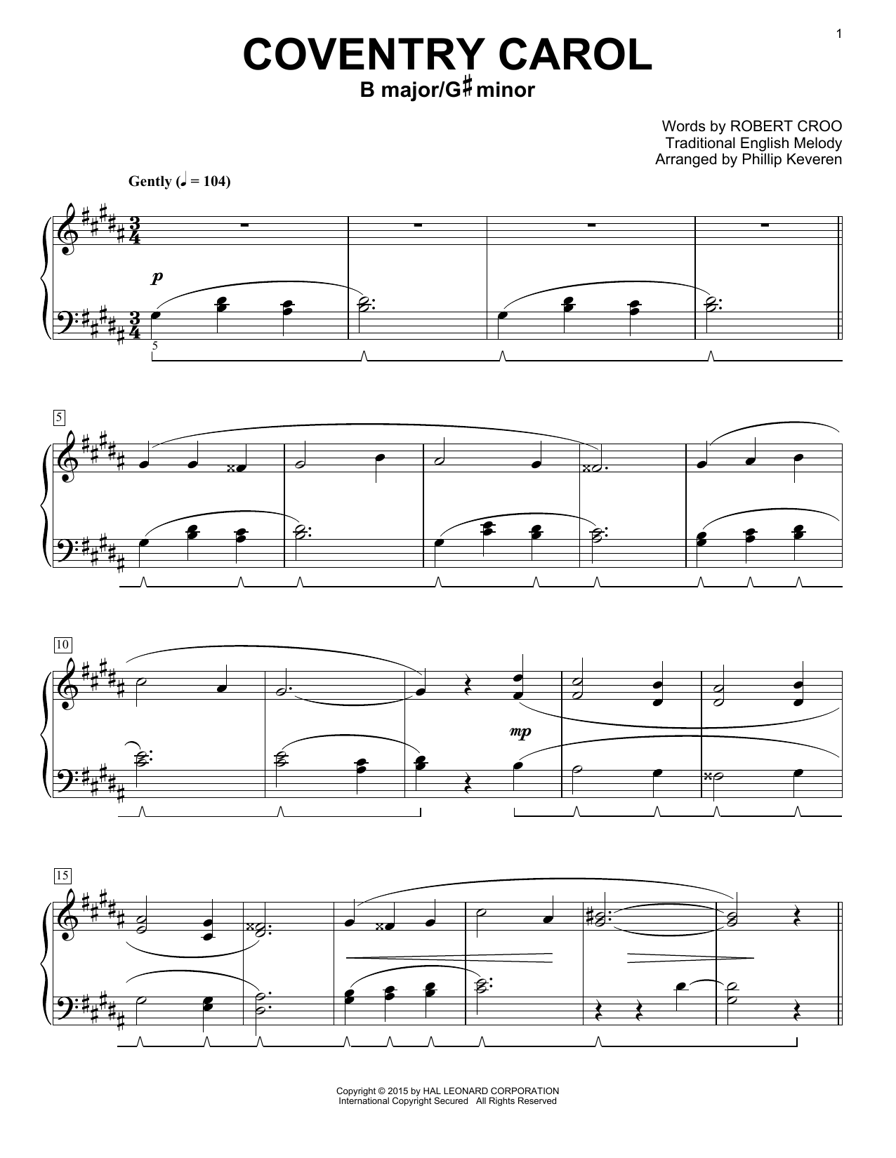 Product picture to: Coventry Carol (arr. Phillip Keveren)