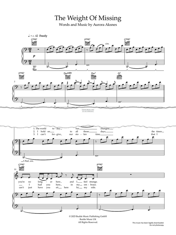 Produktgalerie: Seite 1 von 1 The Weight Of Missing, AURORA, Gesang, Gitarre, Klavier