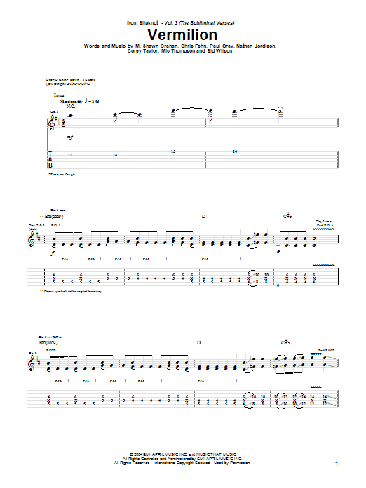 Produktgalerie: Seite 1 von 1 Vermilion, Slipknot, Gitarre