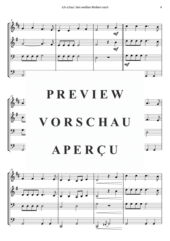 Produktgalerie: Seite 6 von 11 Ich schau´ den weißen Wolken nach, Nana Mouskouri, (Blechbläserquartett)
