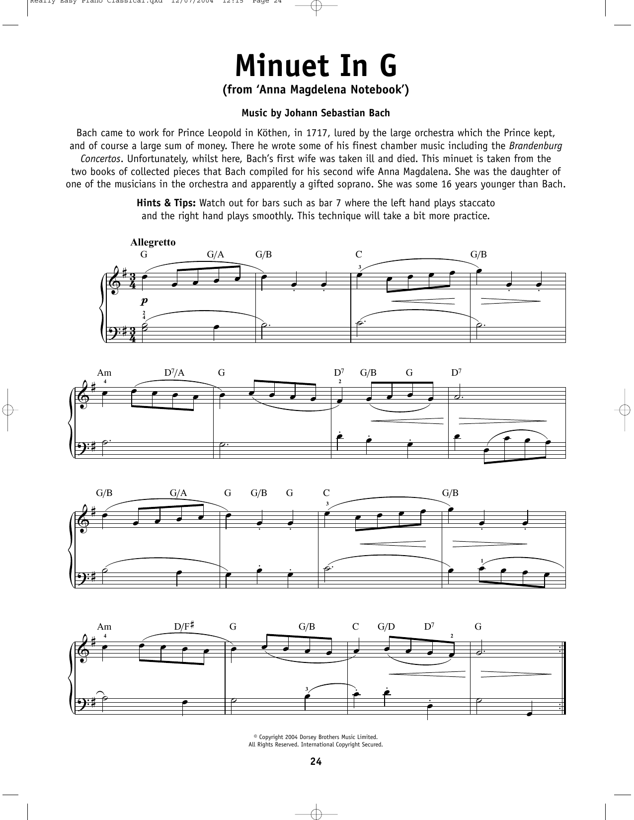 Product picture to: Minuet In G Major, BWV Anh. 114