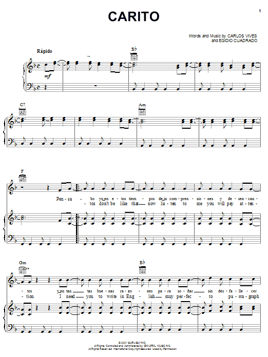 Produktgalerie: Seite 1 von 1 Carito, Carlos Vives, Gesang, Gitarre, Klavier
