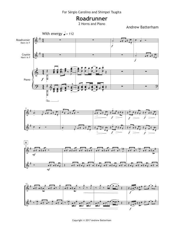 Produktgalerie: Seite 1 von 11 Roadrunner, , (Trio 2x Horn in F und Klavier)