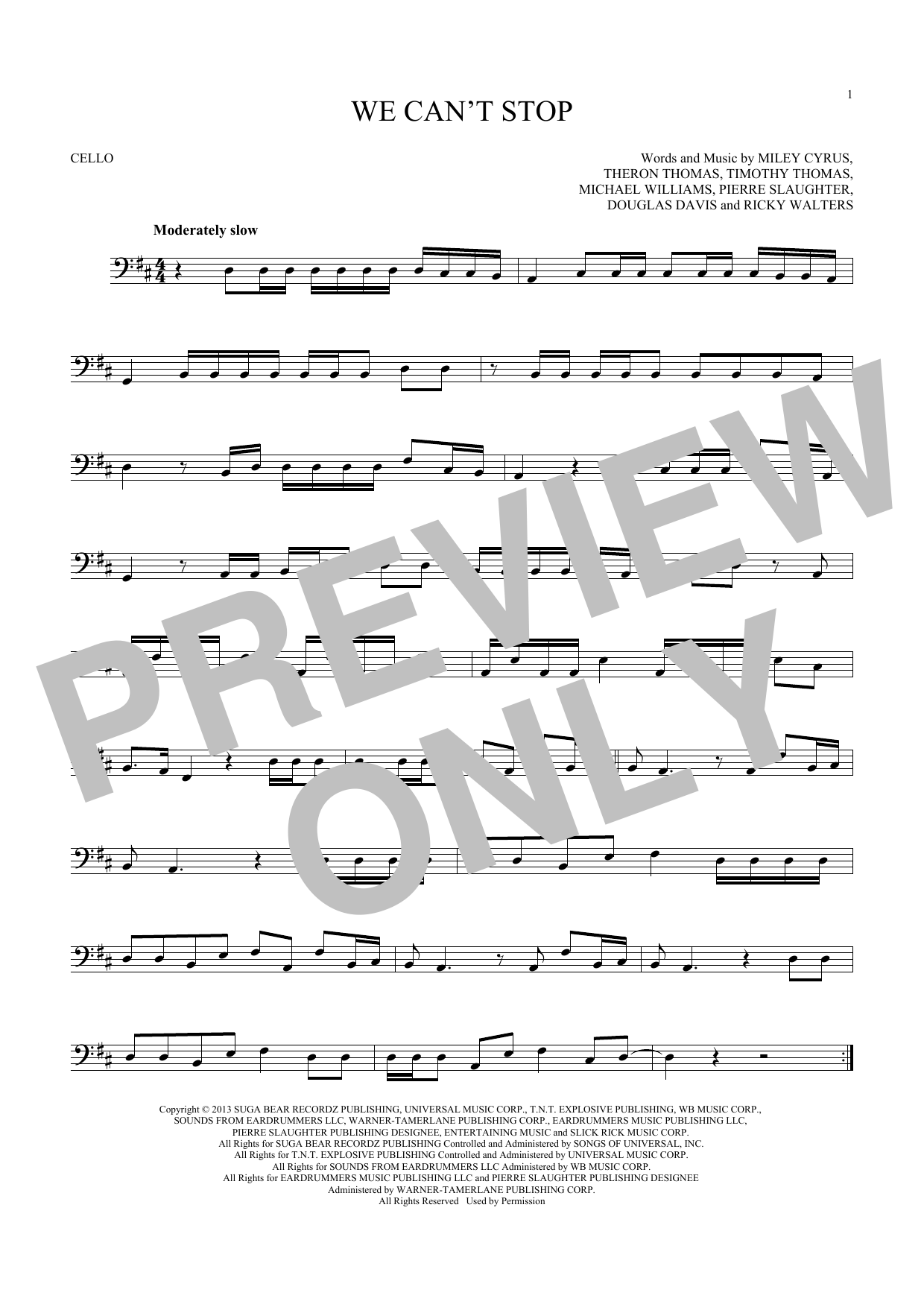 Produktgalerie: Seite 1 von 1 We Can't Stop, Miley Cyrus, Violoncello