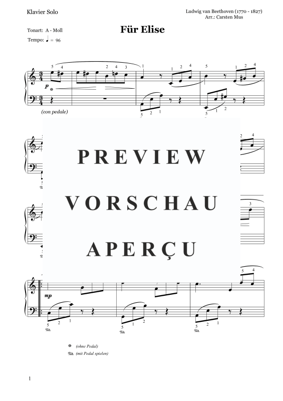 Produktgalerie: Seite 2 von 3 Für Elise, , Klavier Solo