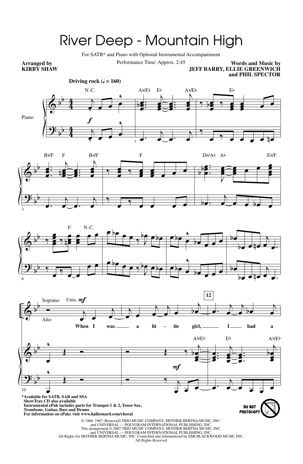 Produktgalerie: Seite 1 von 1 River Deep - Mountain High (arr. Kirby Shaw), Tina Turner, Chor