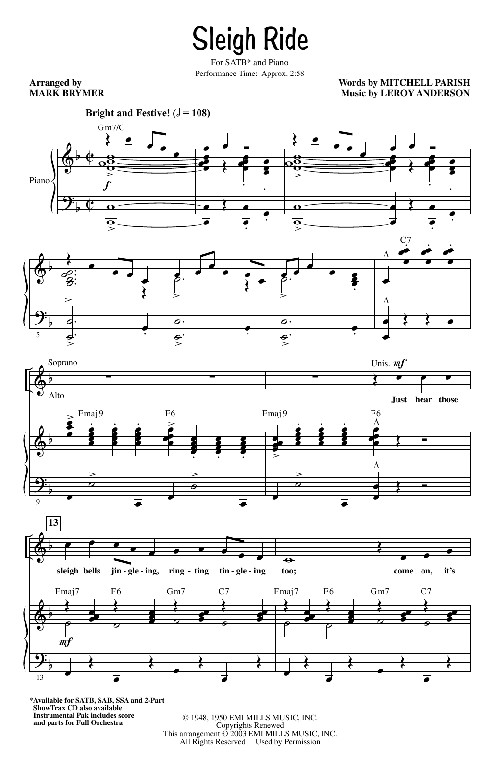 Produktbild zu: Sleigh Ride (arr. Mark Brymer)