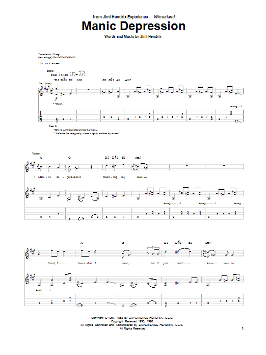 Produktgalerie: Seite 1 von 1 Manic Depression, Jimi Hendrix, Gitarre