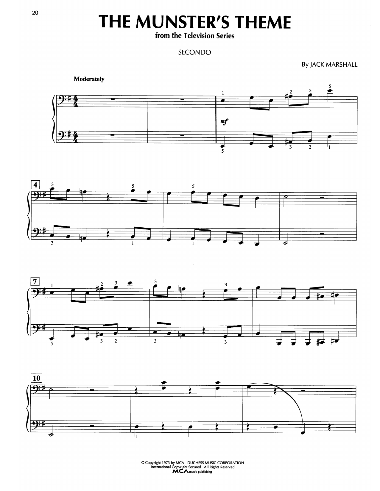 Produktgalerie: Seite 1 von 1 The Munsters Theme, Jack Marshall, Klavier