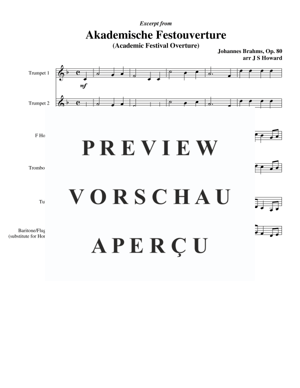 Product gallery: Page 3 of 11 Academic Festival Overture, , Brass Quintet