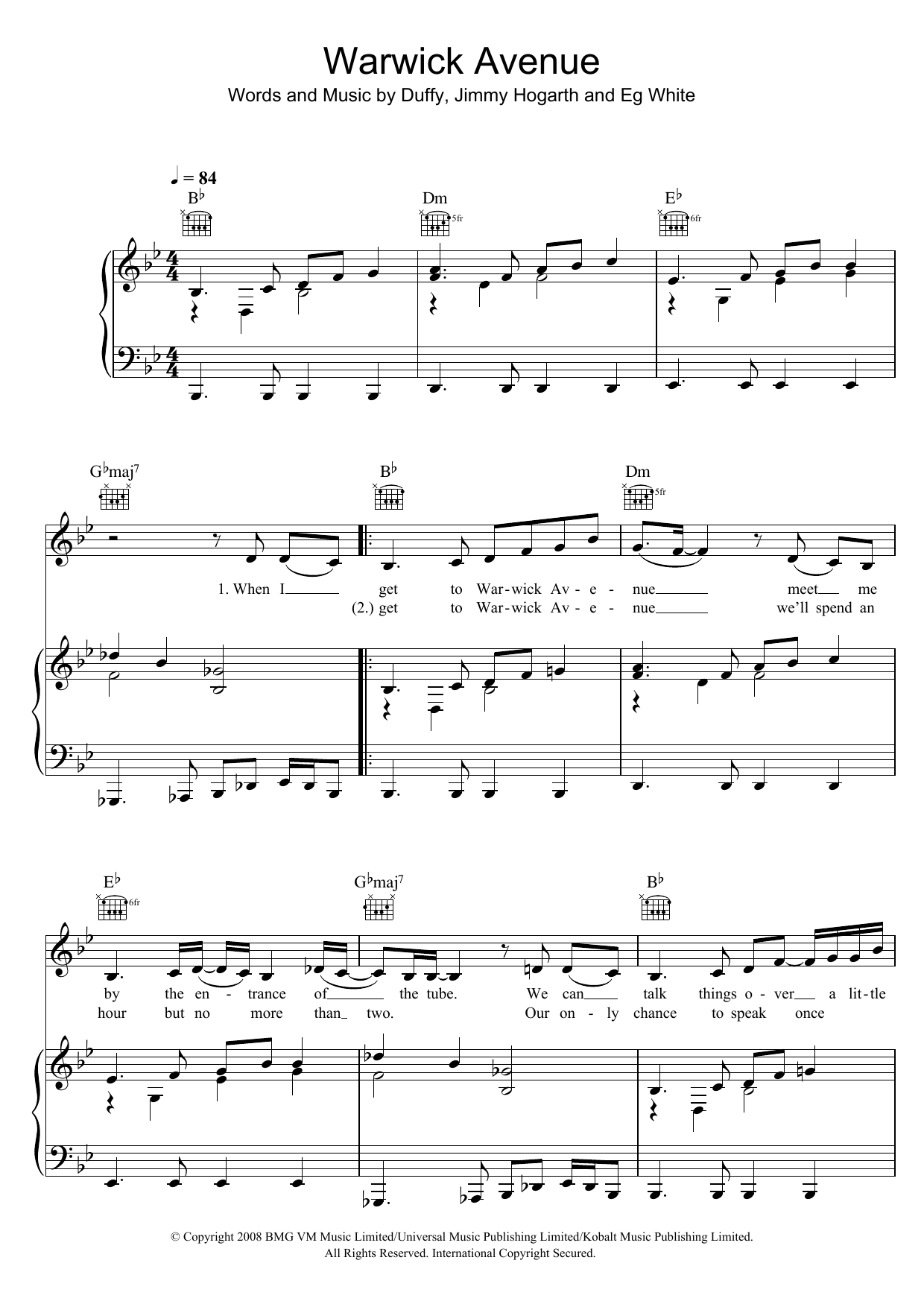 Produktgalerie: Seite 1 von 1 Warwick Avenue, Duffy, Gesang, Gitarre, Klavier