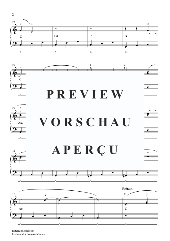 gallery: Hallelujah, Cohen, Leonhard, (Klavier Solo)