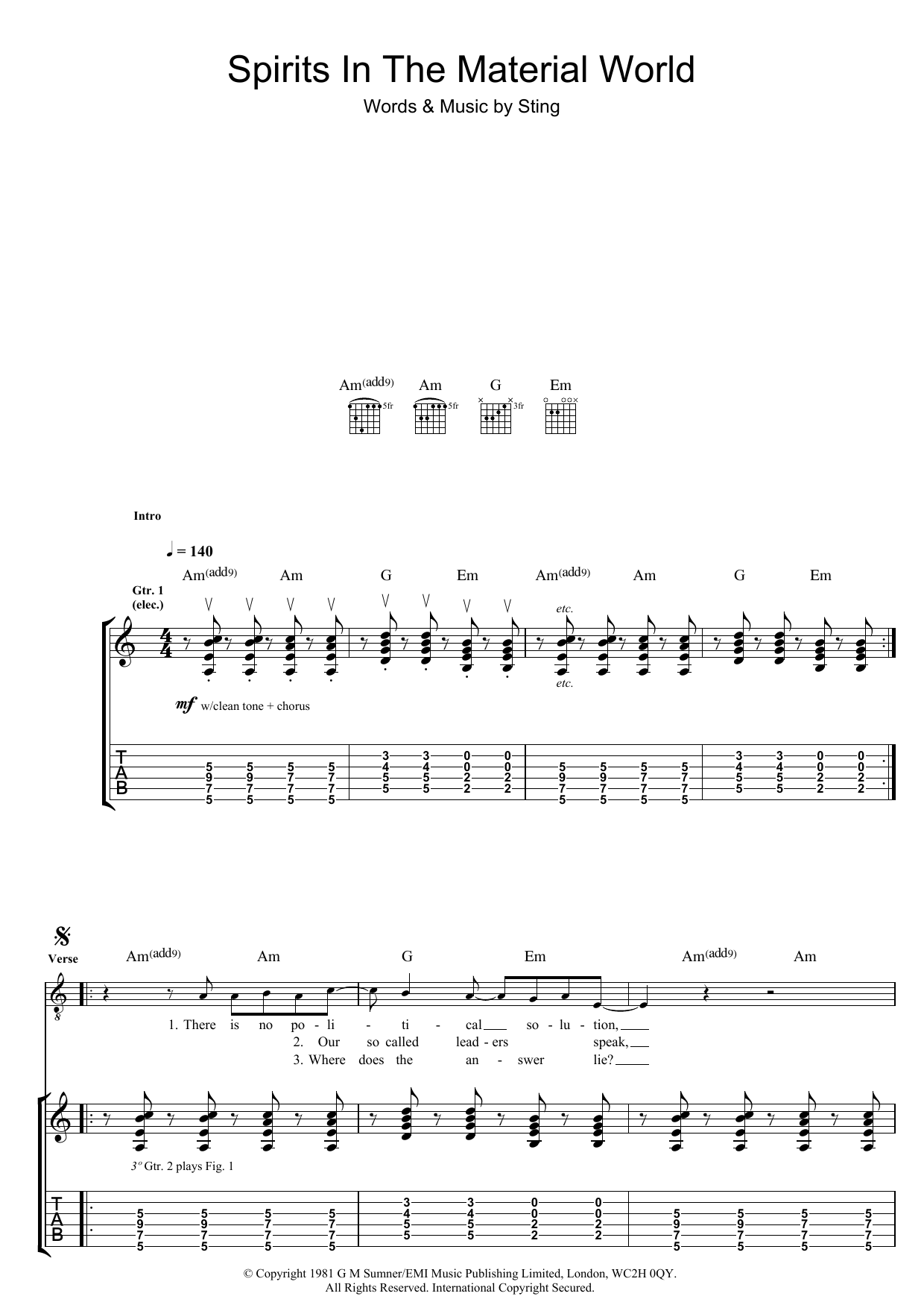 Produktgalerie: Seite 1 von 1 Spirits In The Material World, The Police, Gitarre