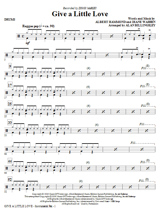 Product picture to: Give A Little Love (arr. Alan Billingsley) - Drums