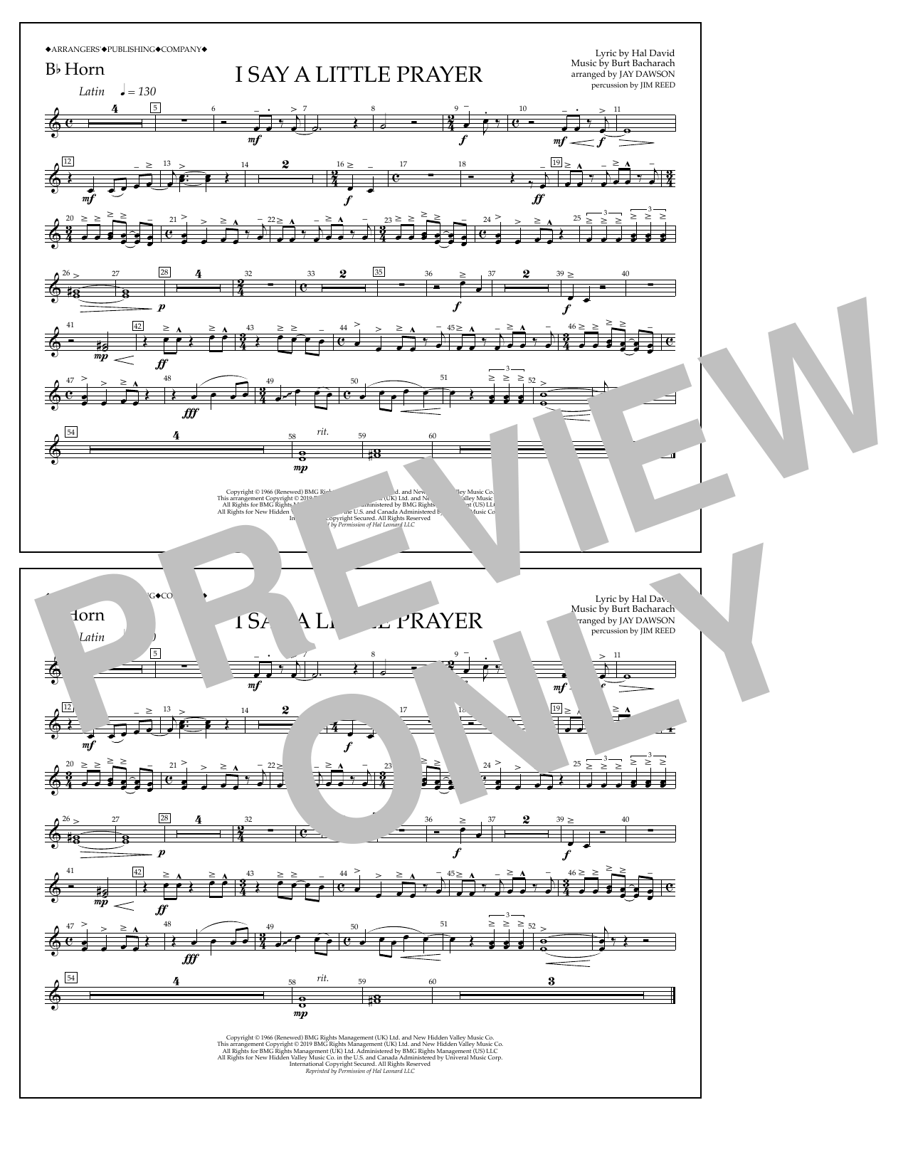 Produktbild zu: I Say a Little Prayer (arr. Jay Dawson) - Bb Horn