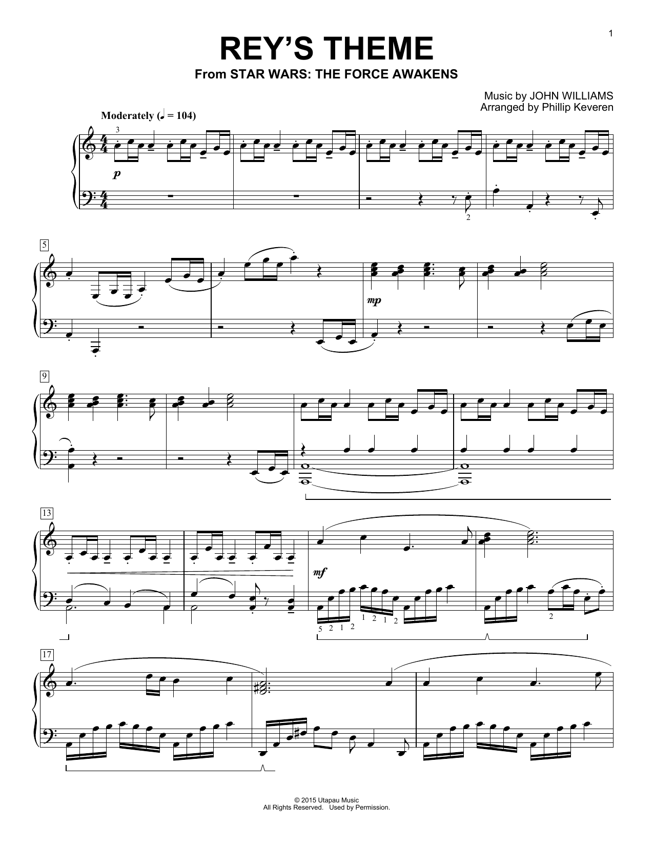Product gallery: Page 1 of 1 Rey's Theme (arr. Phillip Keveren), John Williams