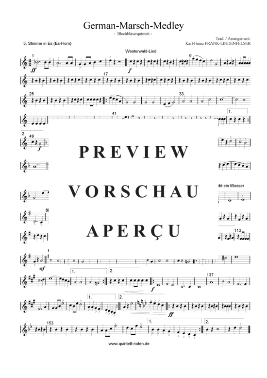 Produktgalerie: Seite 16 von 21 German-Marsch-Medley , Blasorchester Fatamo, (Blechbläser Quintett flexible Besetzung)