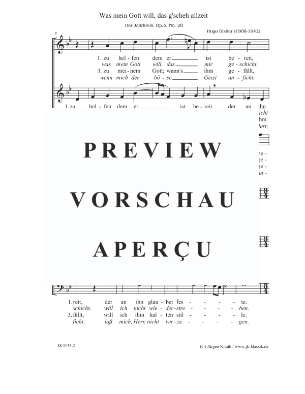 gallery: Was mein Gott will, das g´scheh allzeit (Der Jahrkreis, Op.5, Nr. 28), , Gemischter Chor 3-stimmig SAM