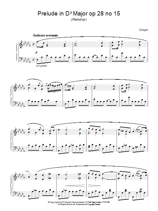 Product gallery: Page 1 of 1 Prelude In Db Major, Op. 28, No. 15, Frederic Chopin