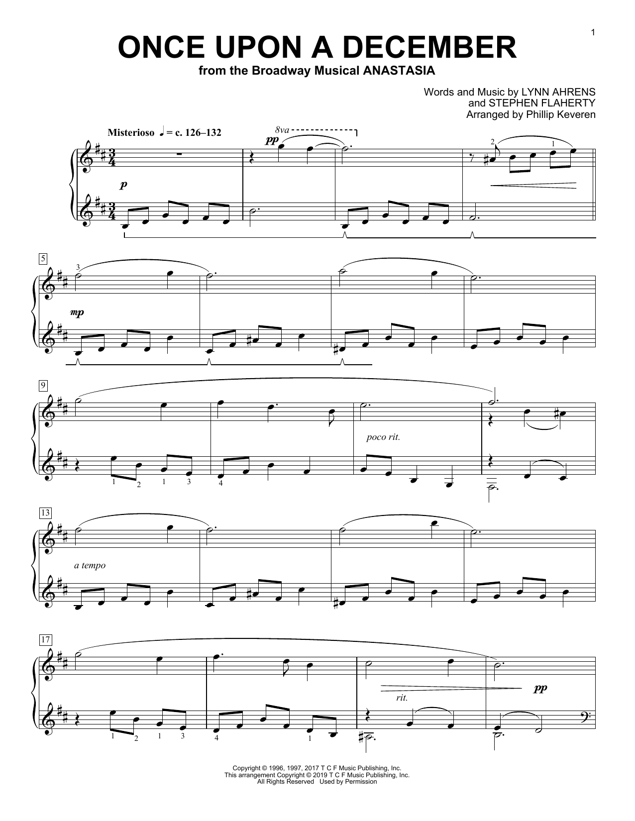 Product gallery: Page 1 of 1 Once Upon A December [Classical version] (from Anastasia) (arr. Phillip Keveren), Stephen Flaherty