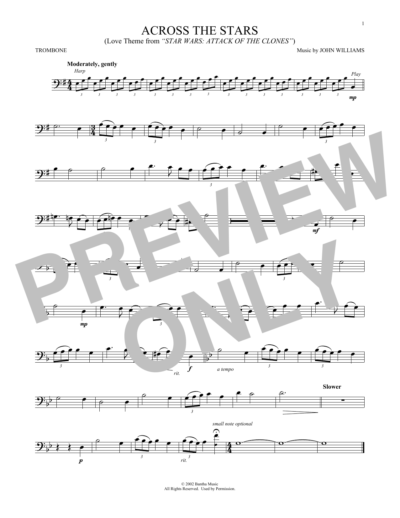 Product gallery: Page 1 of 1 Across The Stars (from Star Wars: Attack Of The Clones), John Williams