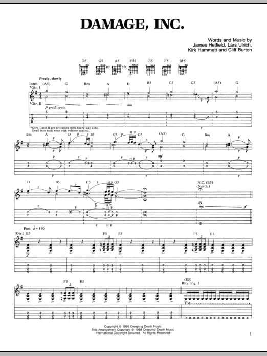 Produktgalerie: Seite 1 von 1 Damage, Inc., Metallica, Gitarre