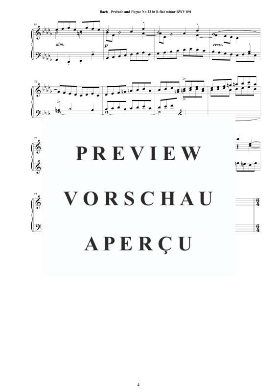 Product gallery: Page 5 of 11 Prelude and Fugue No. 22 in B flat minor BWV 891, , Solo Piano