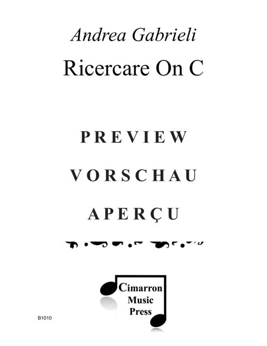 Produktgalerie: Seite 2 von 12 Ricercare on C , , (Blechbläserquartett T T H/P P)