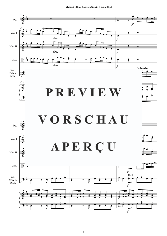Product gallery: Page 3 of 11 Concerto No.6 in D-Dur Op.7, , Solo Oboe, String Ensemble, and Harpsichord (Basso Continuo)