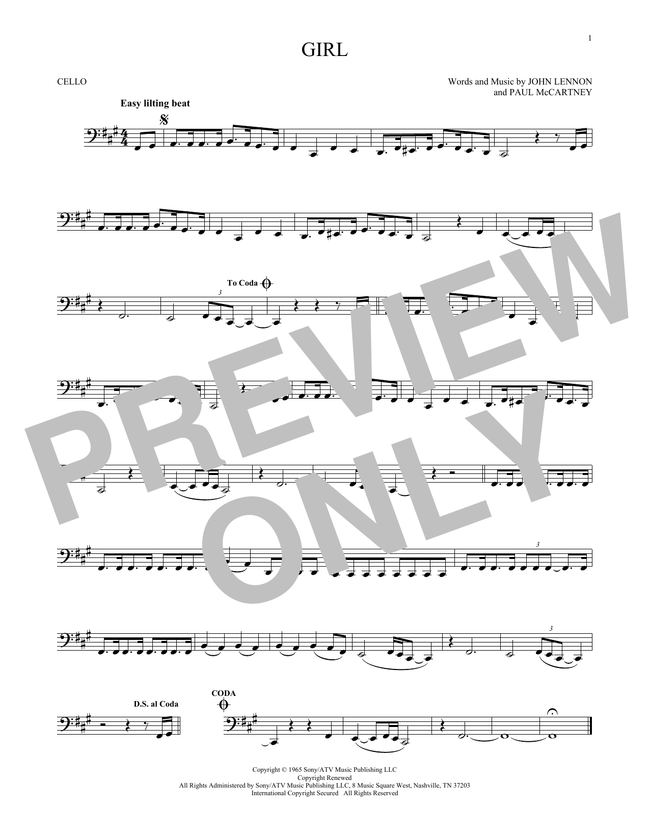 Produktgalerie: Seite 1 von 1 Girl, The Beatles, Violoncello