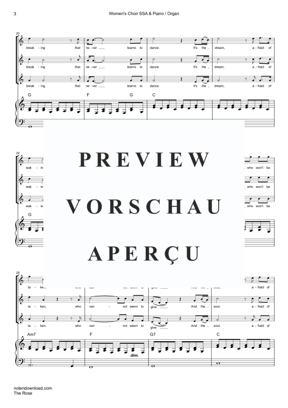 Product gallery: Page 6 of 11 The Rose, Midler, Bette, Women'S Trio Choir/Ensemble (Ssa) With Piano and Cello (Optional) - Single Version