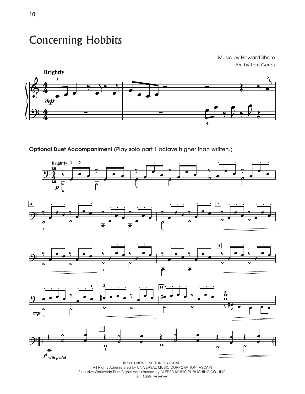 Product gallery: Page 1 of 1 Concerning Hobbits (from The Lord Of The Rings) (arr. Tom Gerou), Howard Shore