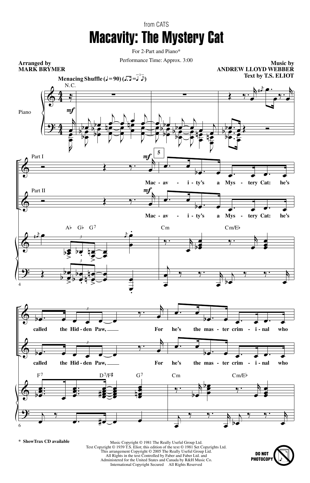 Produktbild zu: Macavity: The Mystery Cat (from Cats) (arr. Mark Brymer)