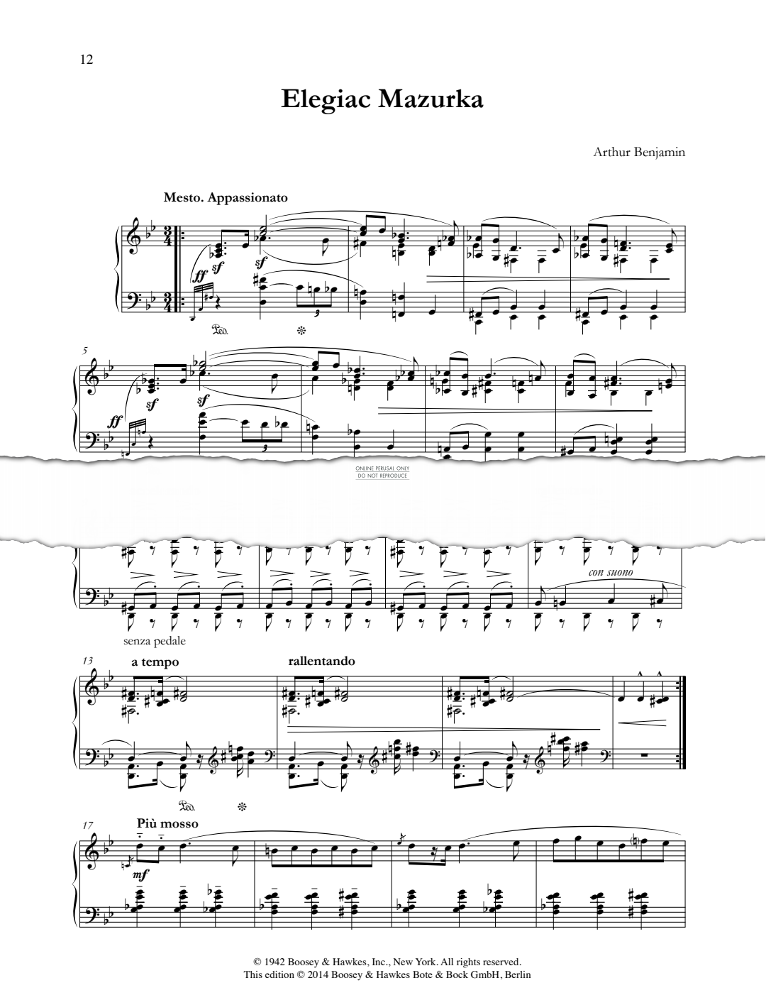 Produktgalerie: Seite 1 von 1 Elegiac Mazurka, Arthur Benjamin, Klavier