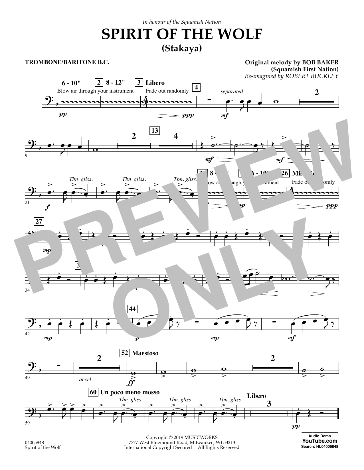 Product picture to: Spirit of the Wolf (Stakaya) - Trombone/Baritone B.C.