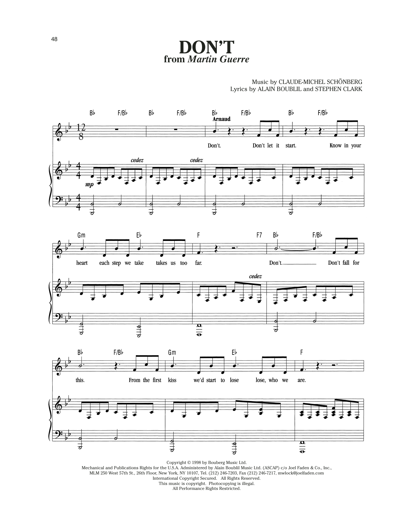 Produktgalerie: Seite 1 von 1 Don't (from Martin Guerre) (arr. Richard Walters), Claude-Michel Schonberg, Gesang, Klavier