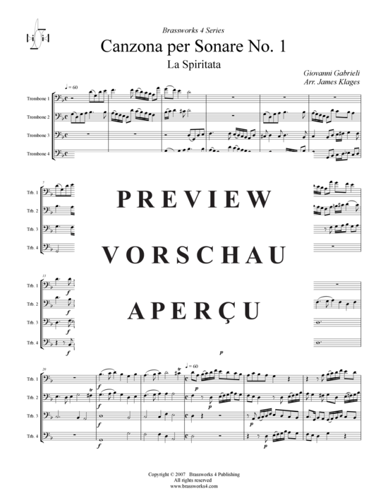 Product gallery: Page 2 of 7 Canzona per Sonare Nr. 1 - La Spiritata , , (Trombone Quartet)