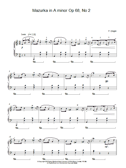 Product gallery: Page 1 of 1 Mazurka In A Minor, Op. 68, No. 2, Frederic Chopin