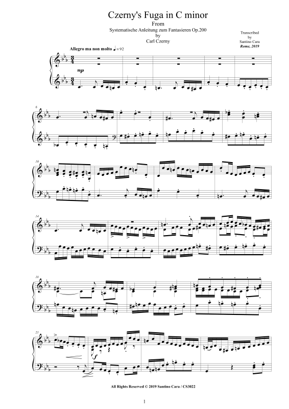 Produktbild zu: Fuga in C minor Op.200Carl Czerny