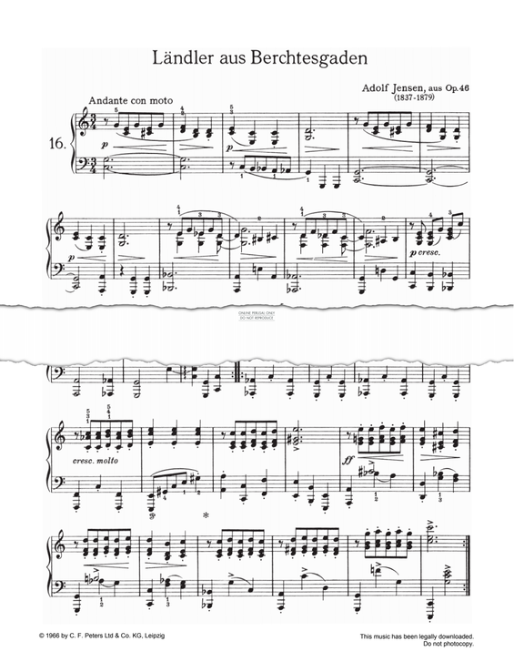 Produktgalerie: Seite 1 von 1 Landler aus Berchtesgaden, Op. 46, Adolf Jensen, Klavier